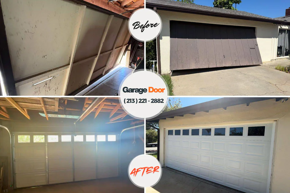 Before and after: garage door repair Weber County